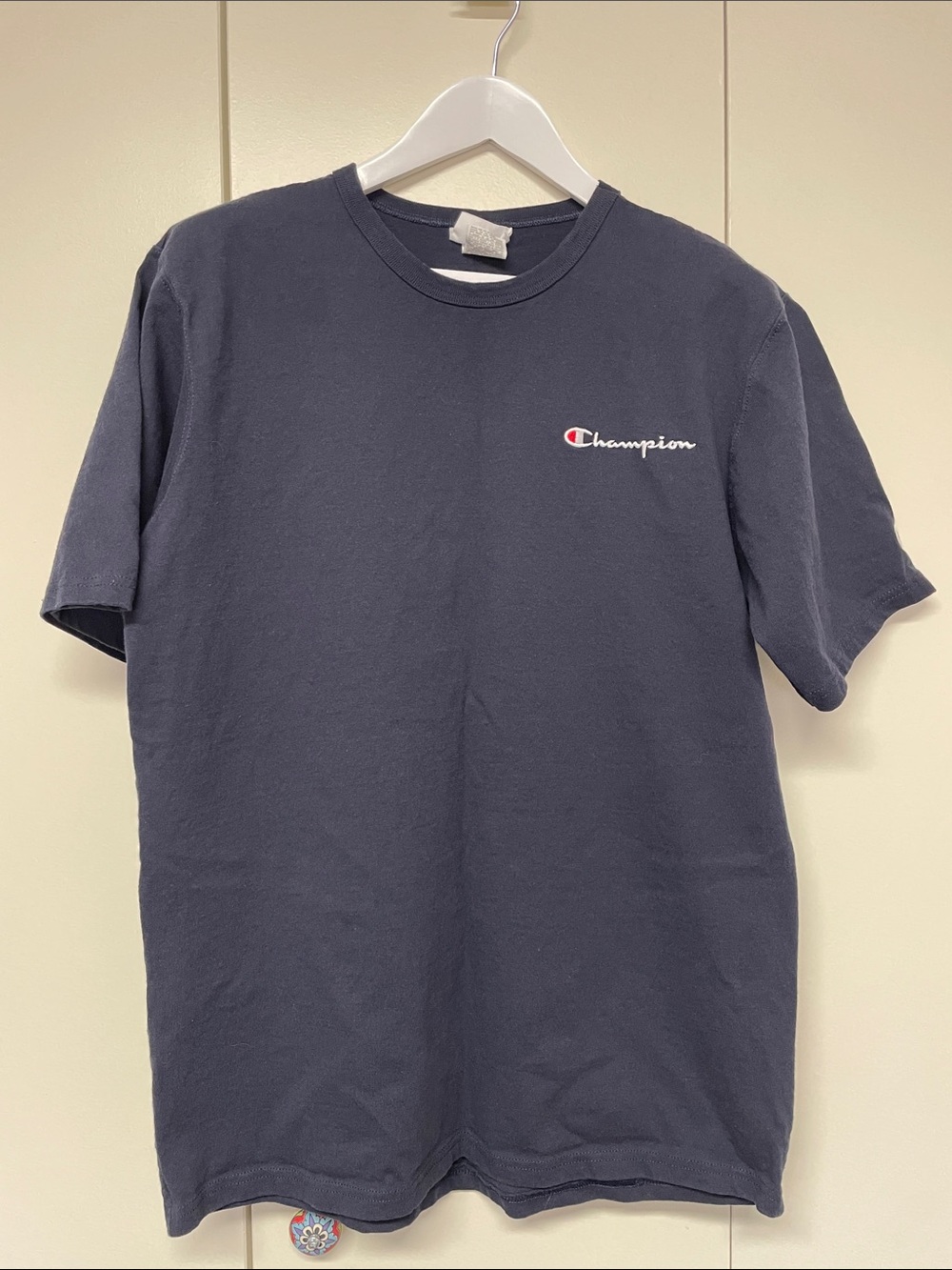 Champion Navy Short Sleeve Crewneck Tee with Script Logo
